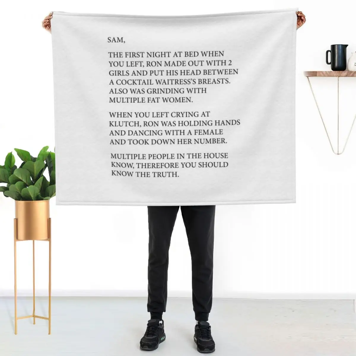 

Anonymous Letter to Sammi full text (Jersey Shore) in full CAPS Throw Blanket Compact Warm Blanket for Car Road Trip