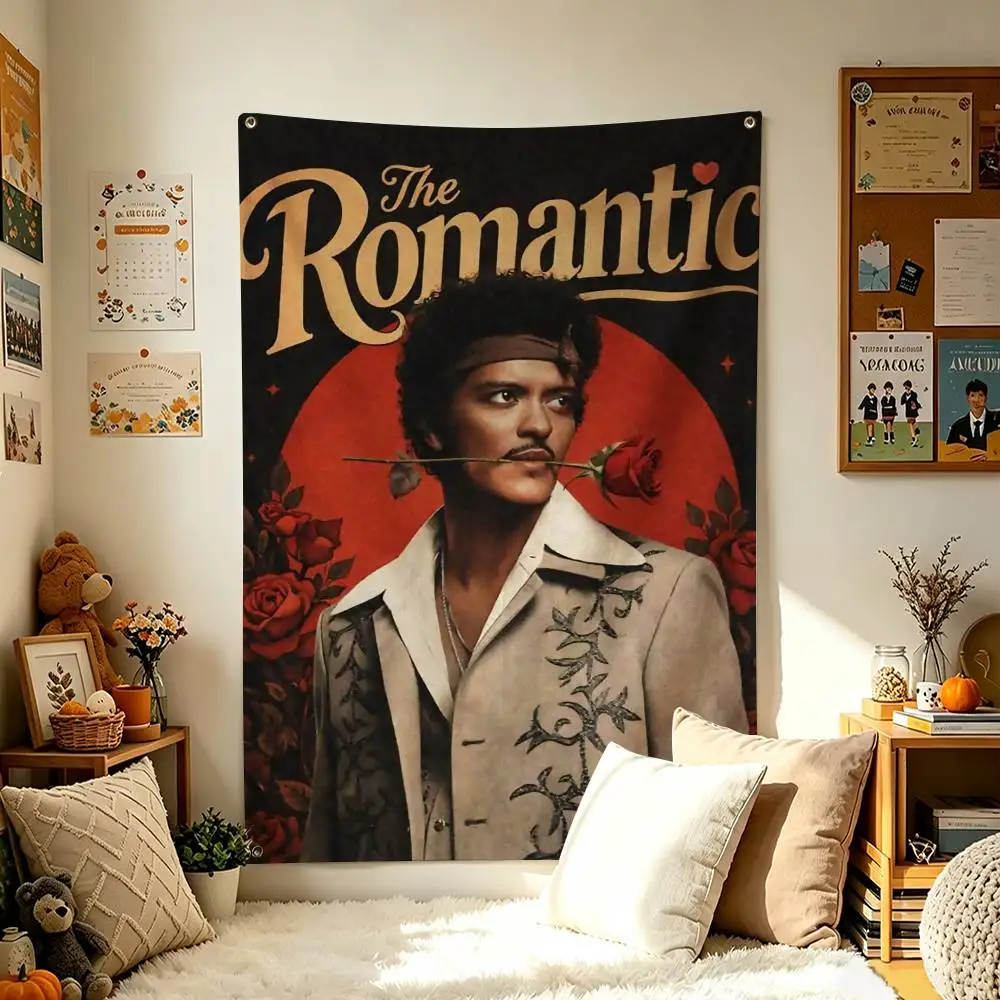 Singer B-Bruno M-Mars Vertical Flag Tapestry Wall Hanging Indoor Outdoor Home Decor