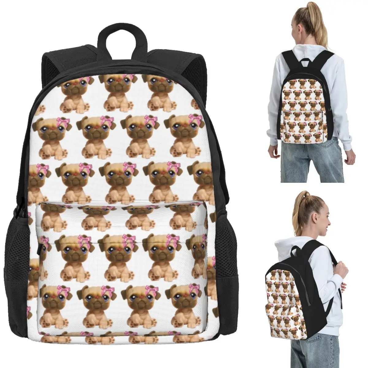 Coquette Littlest Pet Shop LPS Bulldog 451 Backpack Daypack Large Capacity BookBag School Bag Shoulder Bags for Men Women