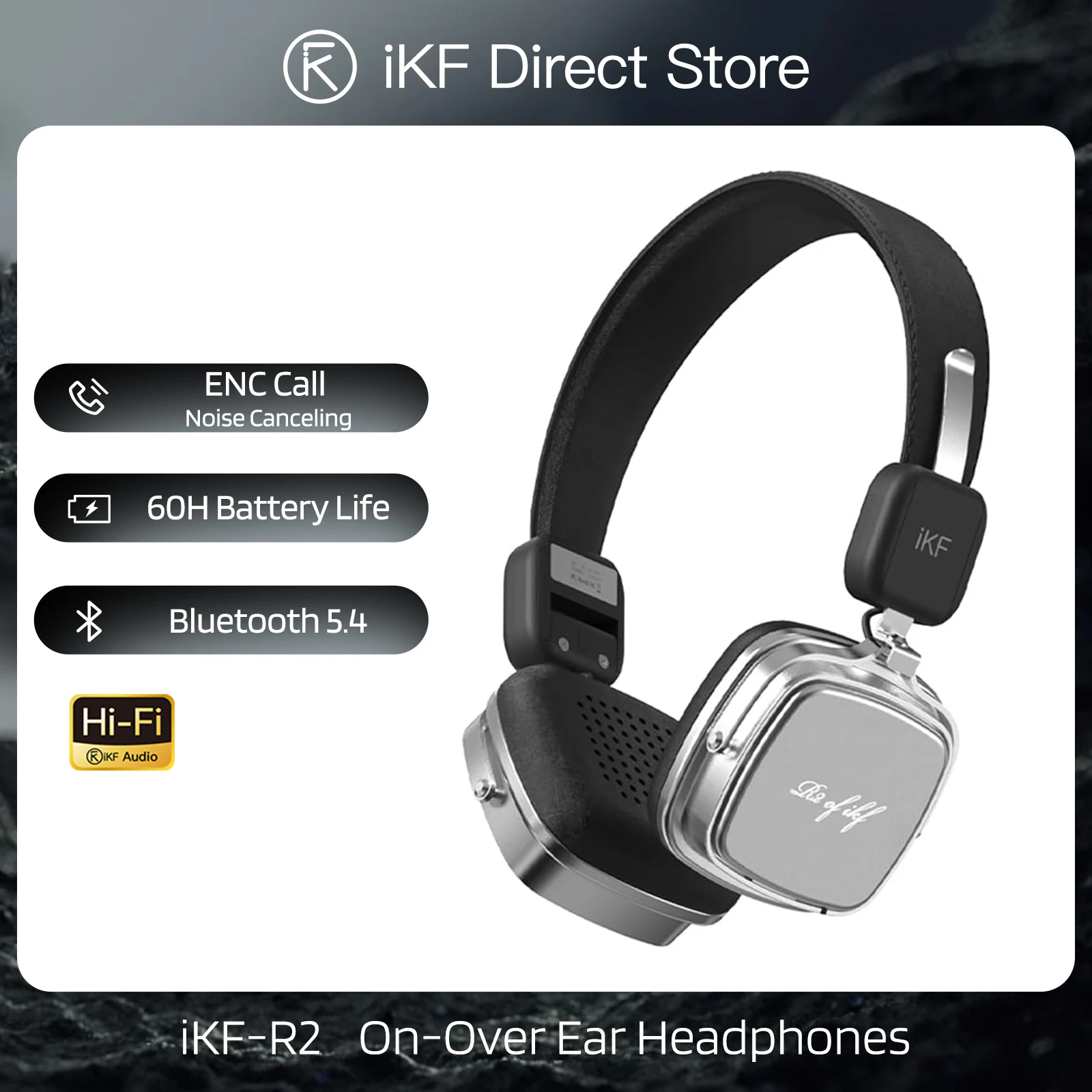 

iKF-R2 Retro Wireless Headphones Bluetooth 5.4 HiFi Earphone ENC Call noise cancellation OOTD Supports Wired/wireless Headset