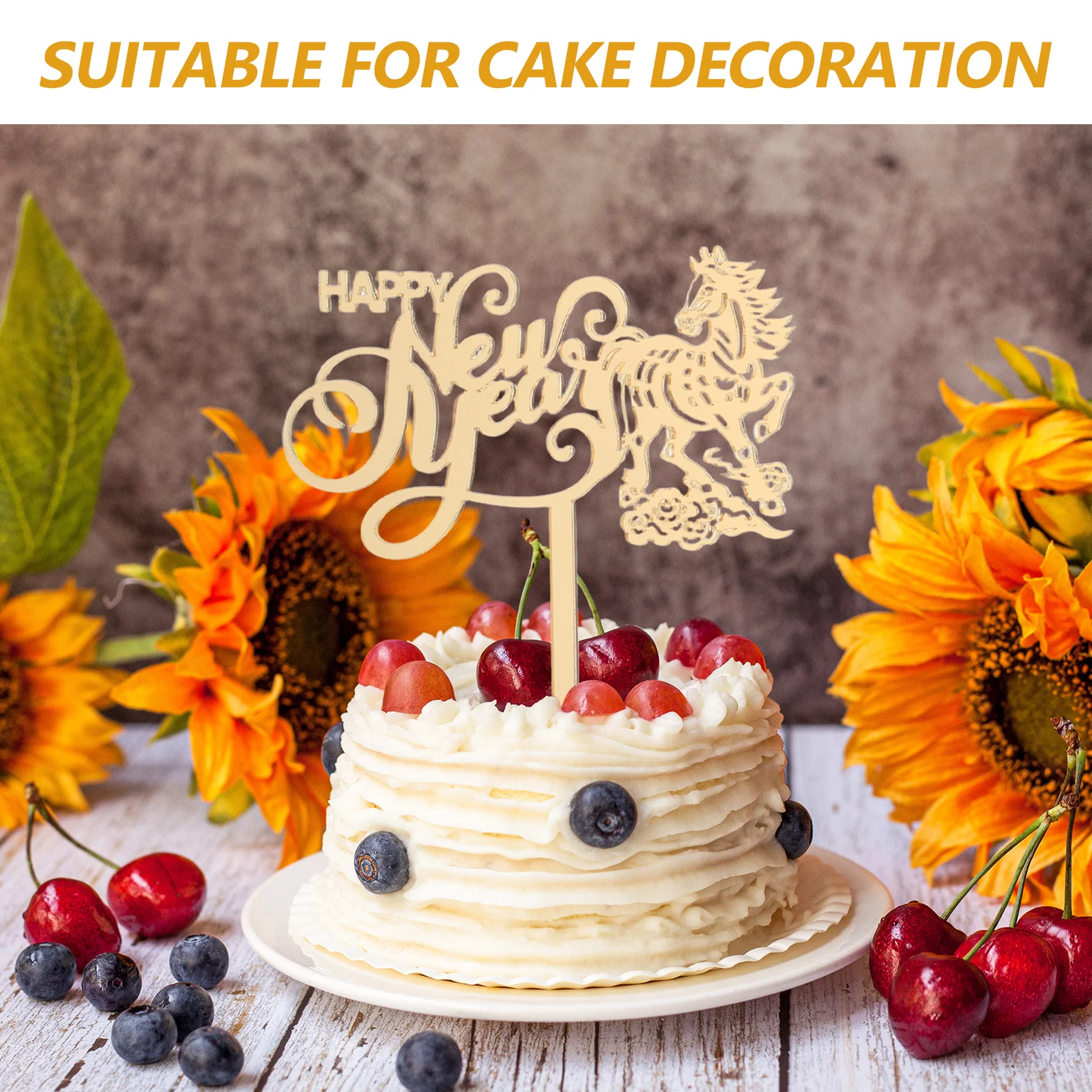 

15Pcs Horse Cake Topper Acrylic Chinese New Year Lunar New Year Cake Decorations Party Supplies Western Birthday Festival Decor