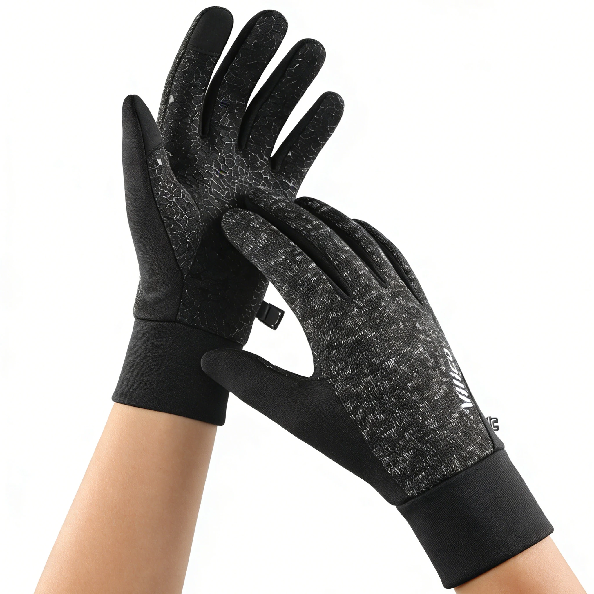 Outdoor-Laufhandschuhe für Herren, Winter-Warme Strickhandschuhe mit Touchscreen-Funktion, Damen Herbst-Winter Dicke Samthandschuhe