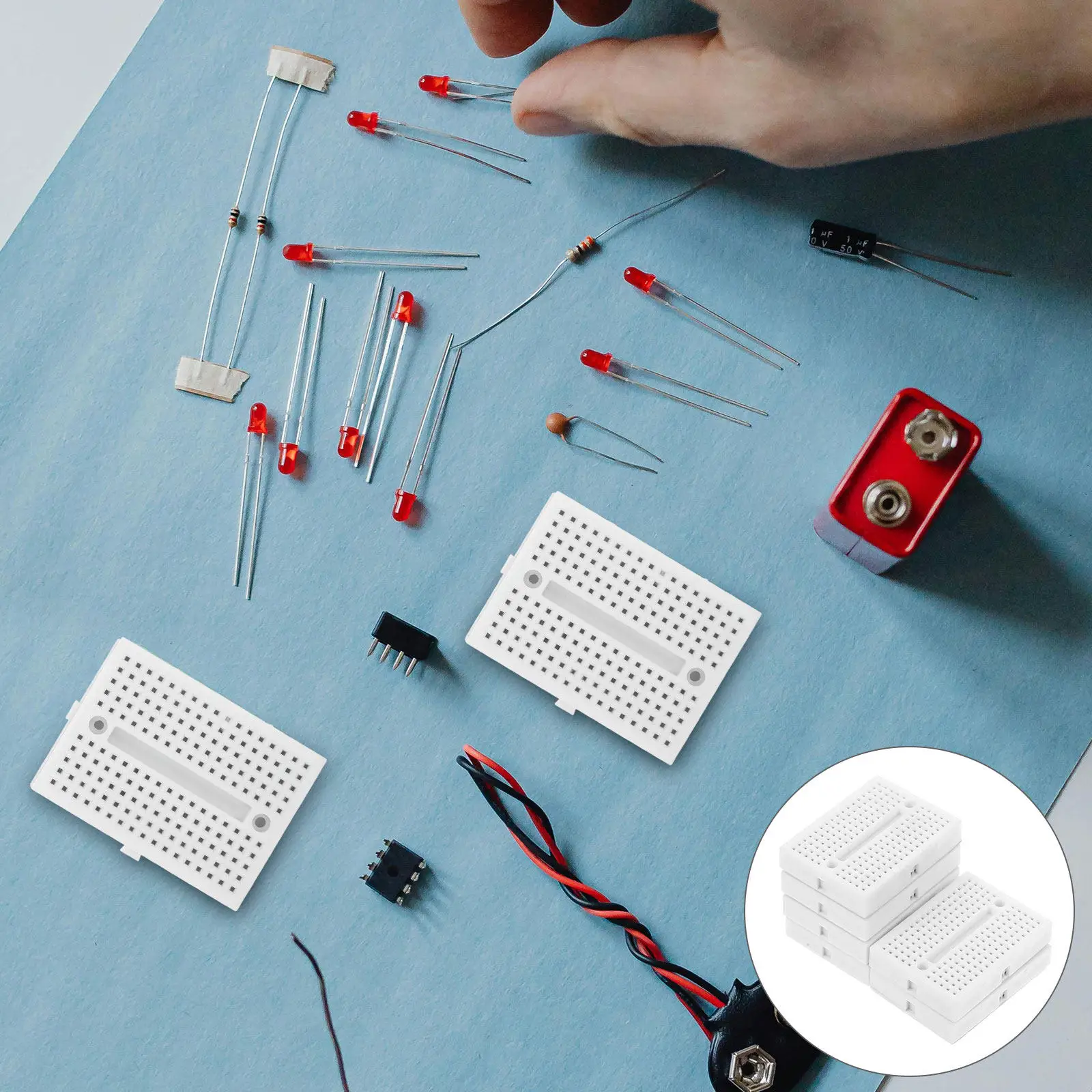 

6Pcs Experiment Bread Board Small Solderless Breadboards Mini Plastic Breadboards for Science Projects Circuit Building