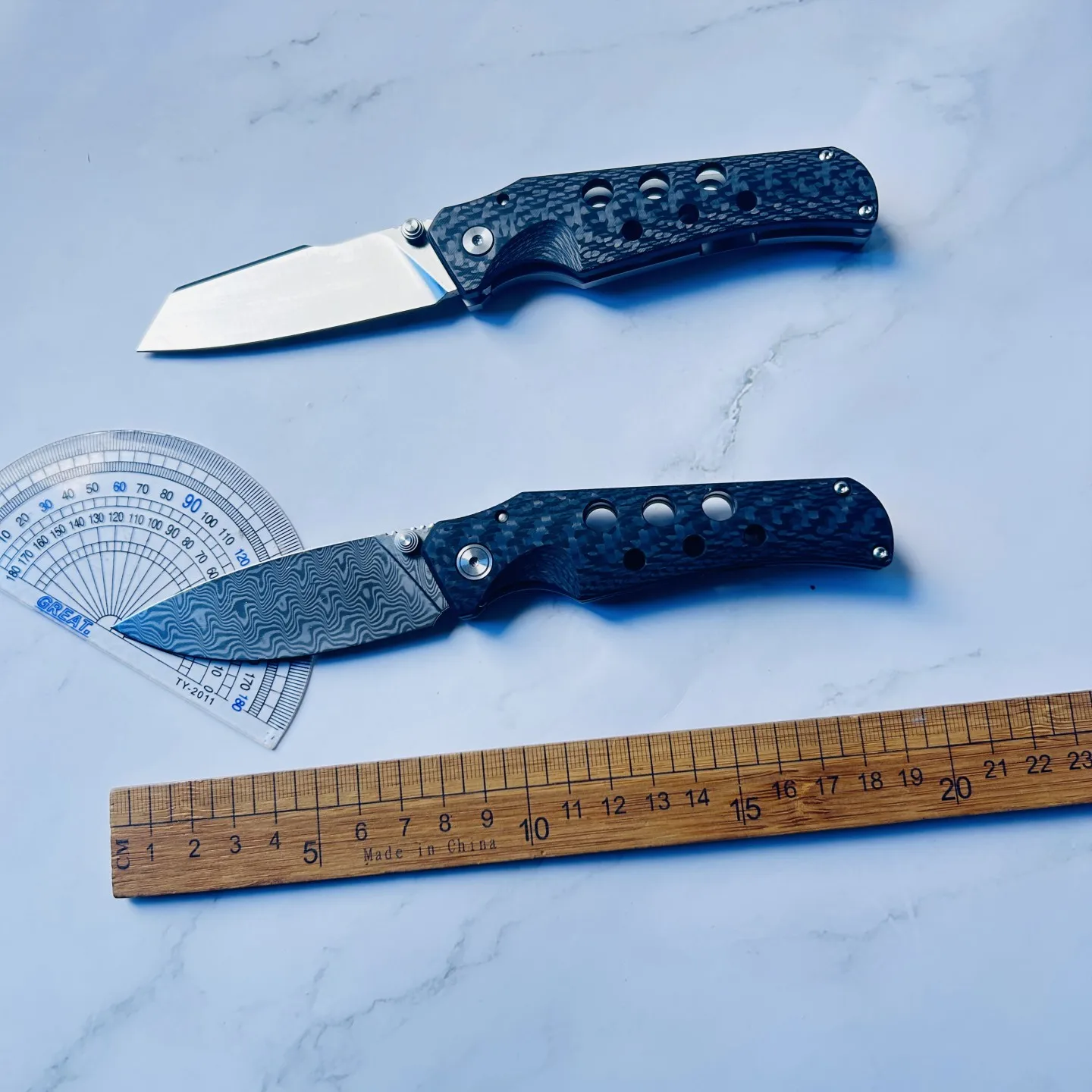 M390 Folding Pocket Knife Carbon Fiber TC4 Titanium Handle Ceramic Bearing EDC Outdoor Camping Cutting Tool