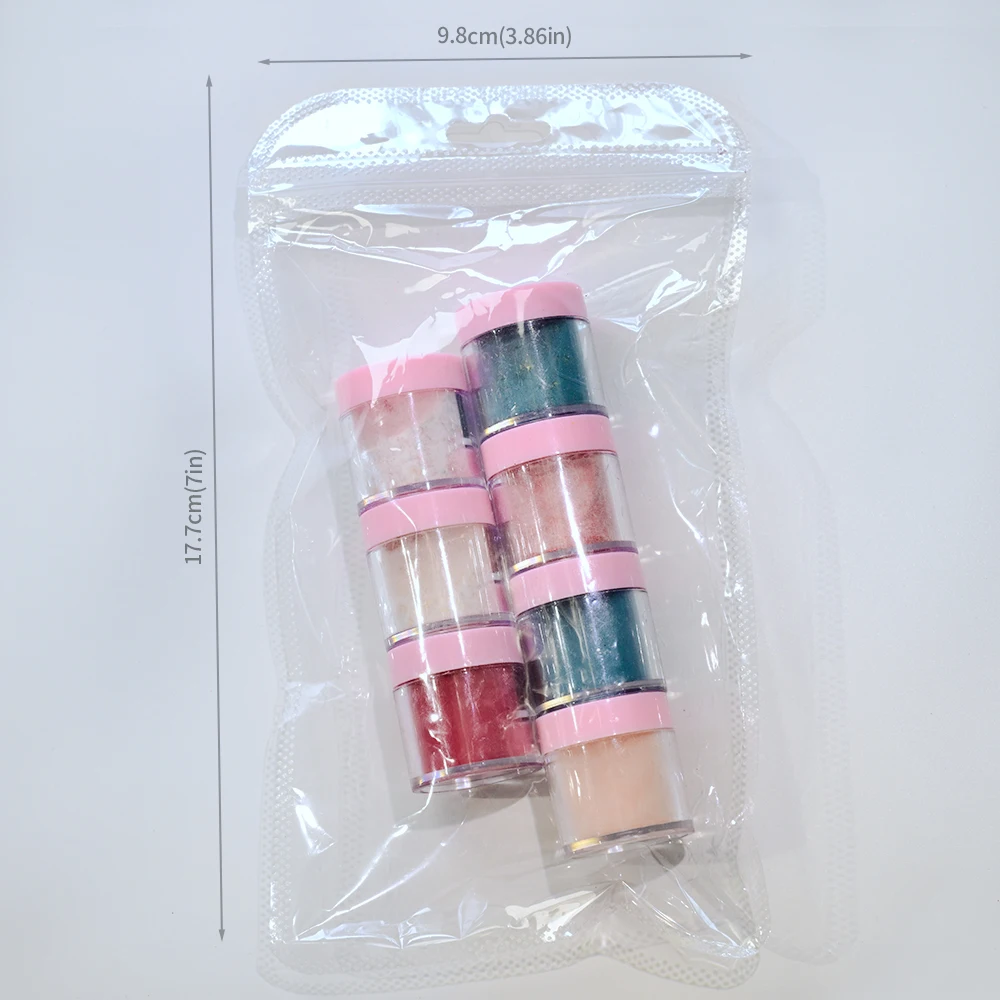 Pó acrílico para unhas, 7 cores/conjunto, com lantejoulas brilhantes, pó de cristal para esculpir, extensão de imersão, acessório de manicure profissional