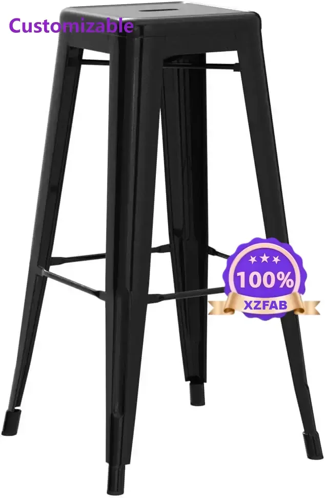 Factory Direct 2026 Modern Minimalist Indoor Stools Dining Chair Set 30 Inches Metal Bar  High Backless Stools Bar Height Stools