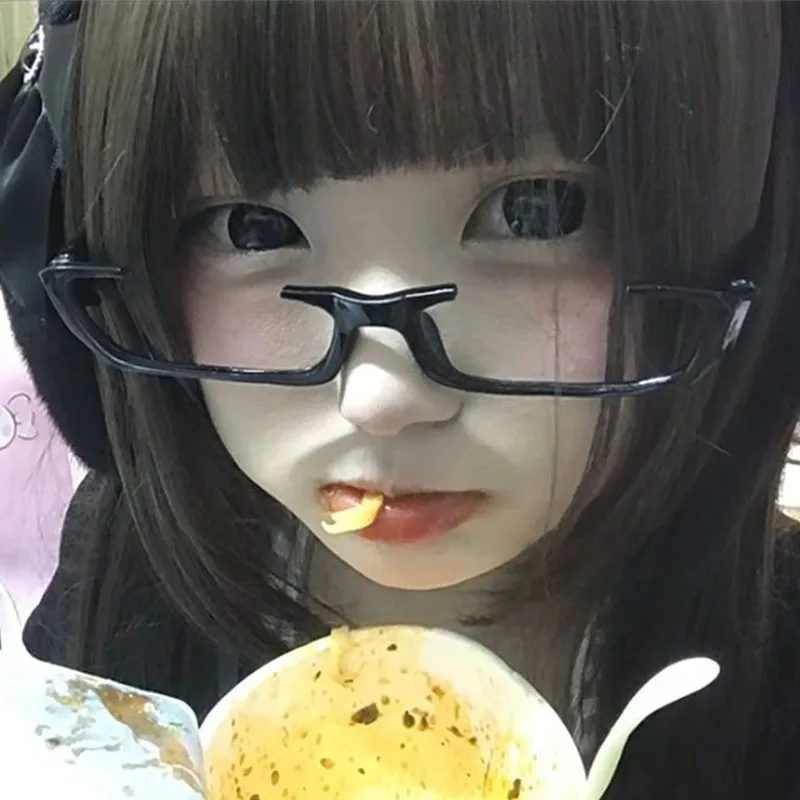 

Crying No Lens Eyeglasses Half Frame Spectacles Japanese Anime Cosplay Girls Eyeglass Frame Y2K Sweet Cute Eyewear Decoration