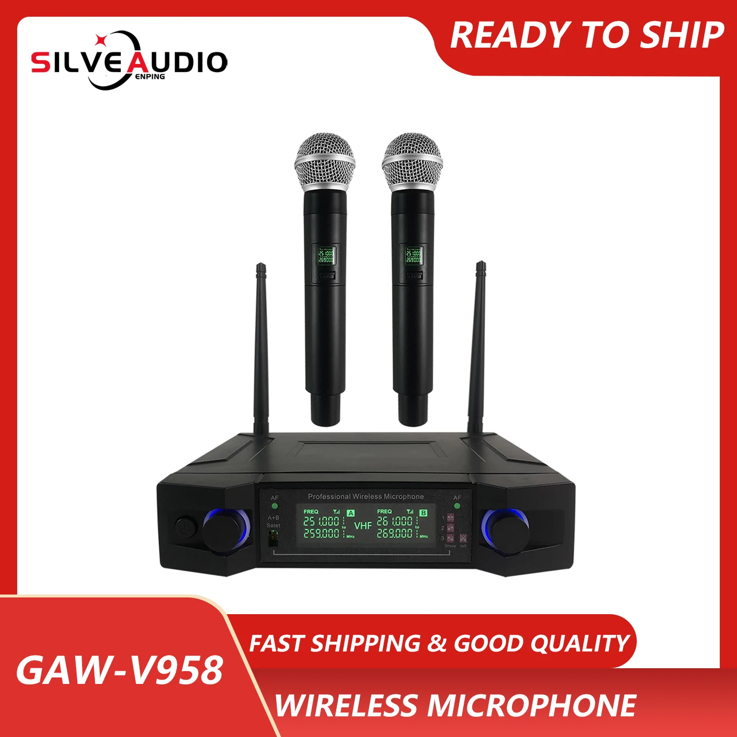 

GAW-V958 V-segment wireless microphone home one for two microphones K song VHF dynamic microphone