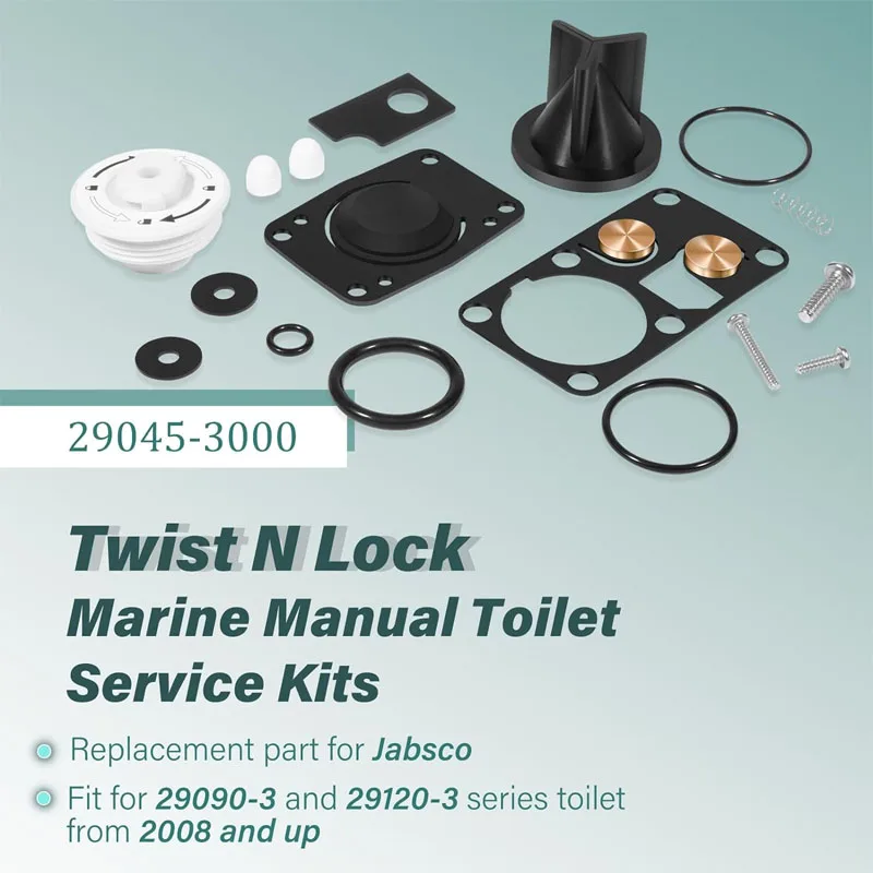 29045-3000 Twist N Lock Marine Manual Toilet Service Kits Replace For Jabsco 29090-3 & 29120-3 Series Toilet 2008 and Up