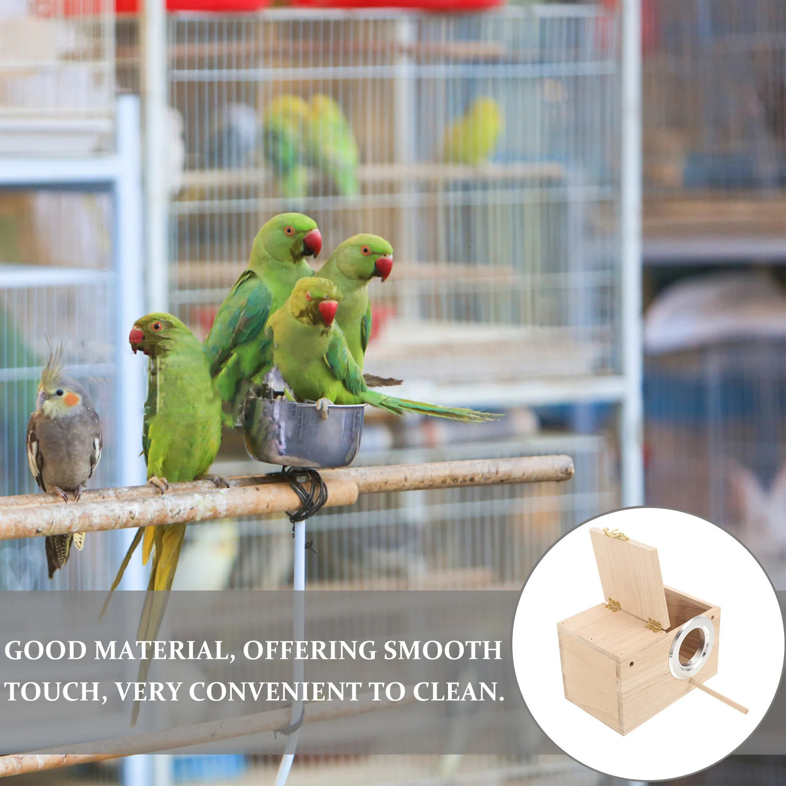 

Wooden Parrot Breeding Box Nesting House for Birds Small Bird Nest Box with Entrance Protection Weather Resistant for Home