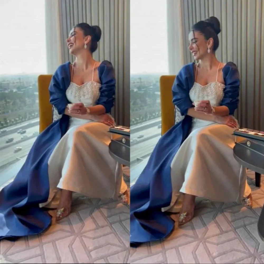 

Customized Boat Neck Evening Dress Satin Beading Gorgeous Sleeveless Prom Dresses Formal Occasion Party Gown Robe Soiree