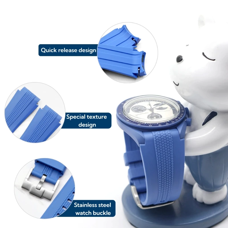 For Omega Swatch Watch Band Sports Quick Release Men Women For Liquid Silicone Moonswatch Strap