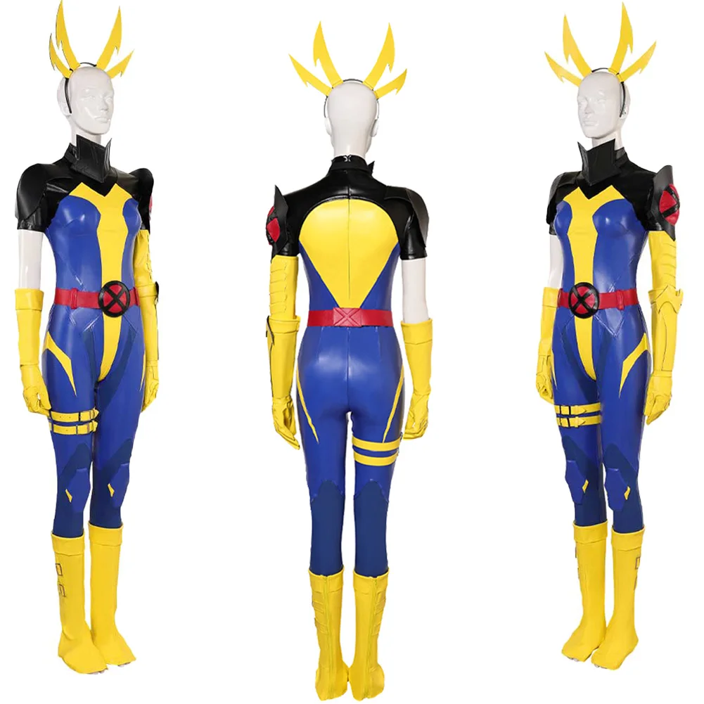 Game Rival Cosplay Magik Retro Suit‌s Yellow Blue Jumpsuit Clothing Party Roleplay Costume Female Outfit Halloween Carnival