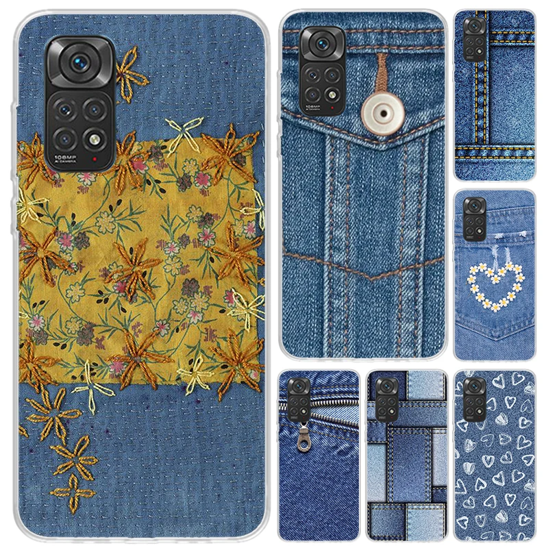 Jeans Cowboy Denim Printed Phone Case for Xiaomi Redmi Note 13 12S 12 11S 11 11T 11E 10S 9 Pro Plus 8 8T 9T 7 Soft Funda Print S