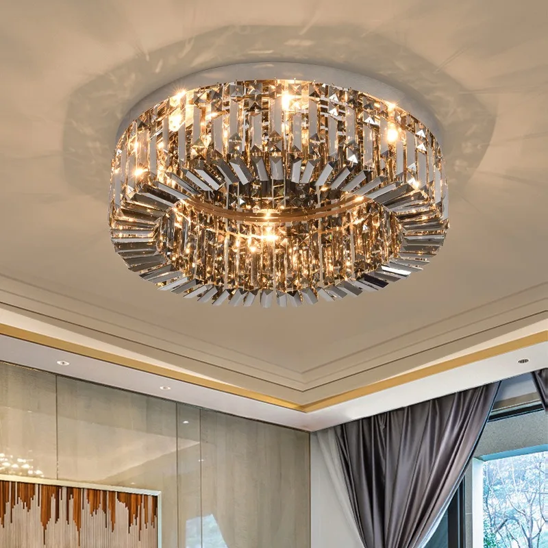 Bedroom crystal lamp, simple modern ceiling lamp, atmospheric colorful main room living room lamps