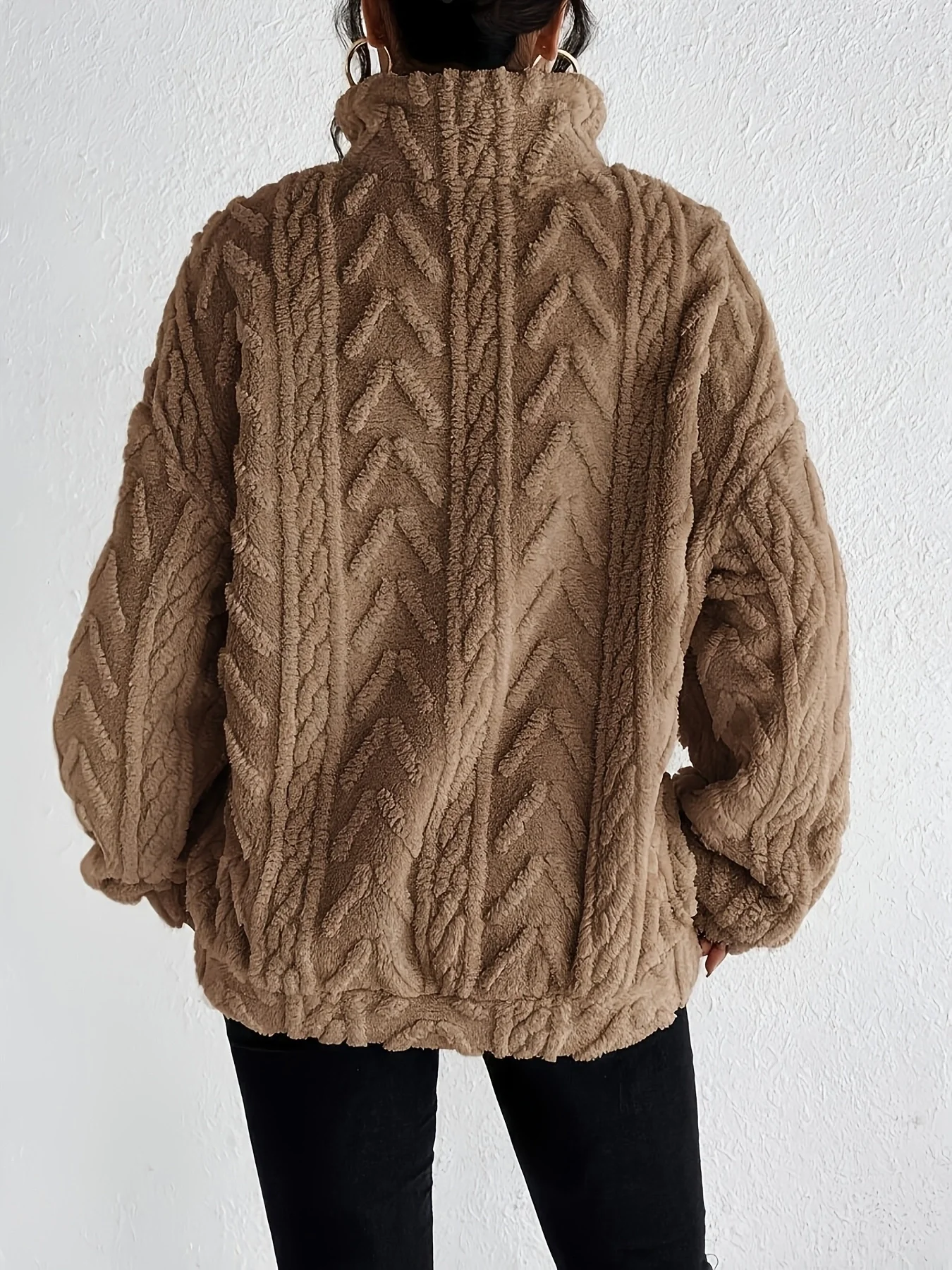Women's Warm Winter Fluffy Coat Faux Fur Texture European American Leisure Fashion