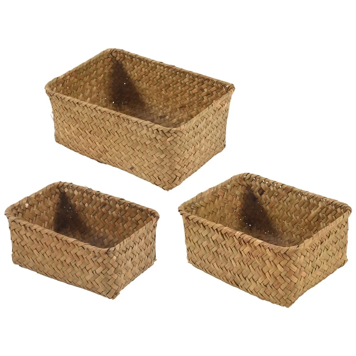newA10R Seagrass Storage Basket, Multisize Handmade Rattan Shelf Baskets & Home Storage Bins Baskets for Decoration