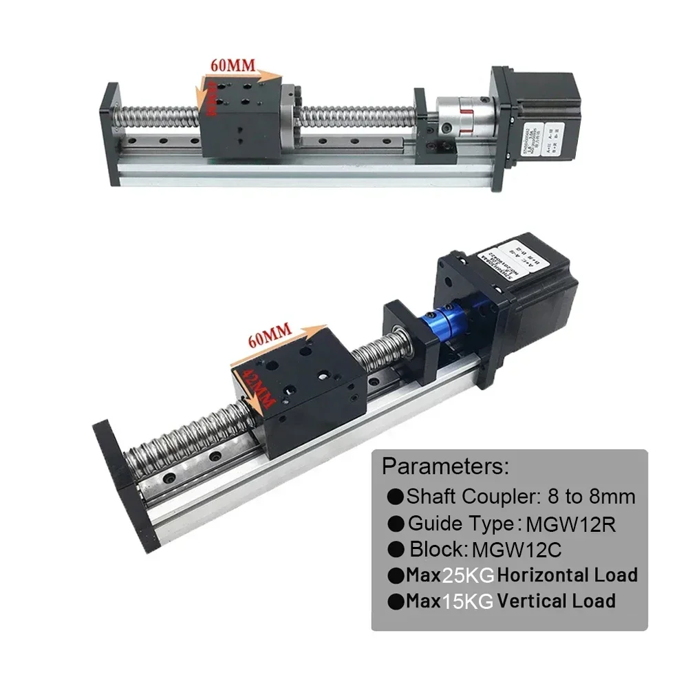 XYZ Axis Linear Guide Rail Slide Stage linear Stage 42mm Width Ball Screw SFU1605 1610 50-1200mm Stroke Nema 23 Stepper Motor