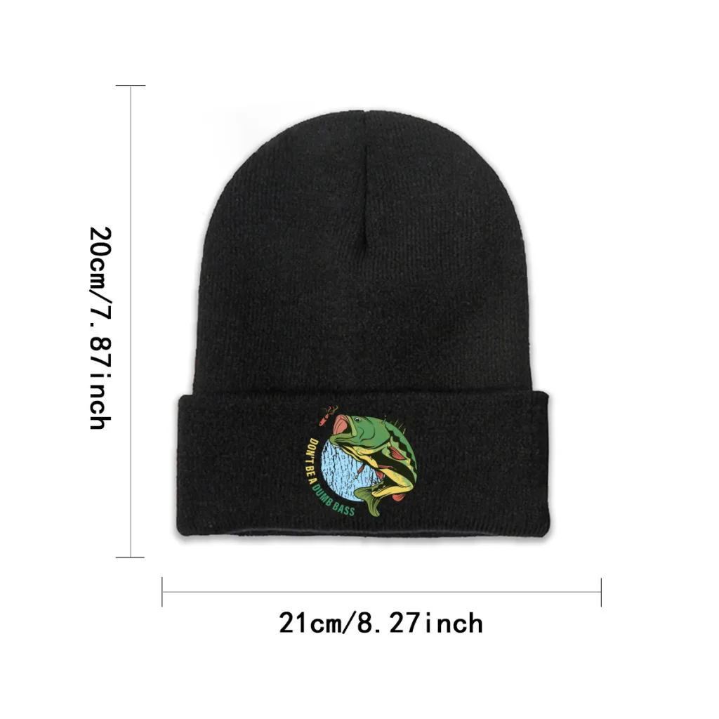 Carp Fishing Fisher Skullies Beanies Caps Dont Be A Dumb Bass Knitted Winter Warm Bonnet Hats Unisex Ski Cap