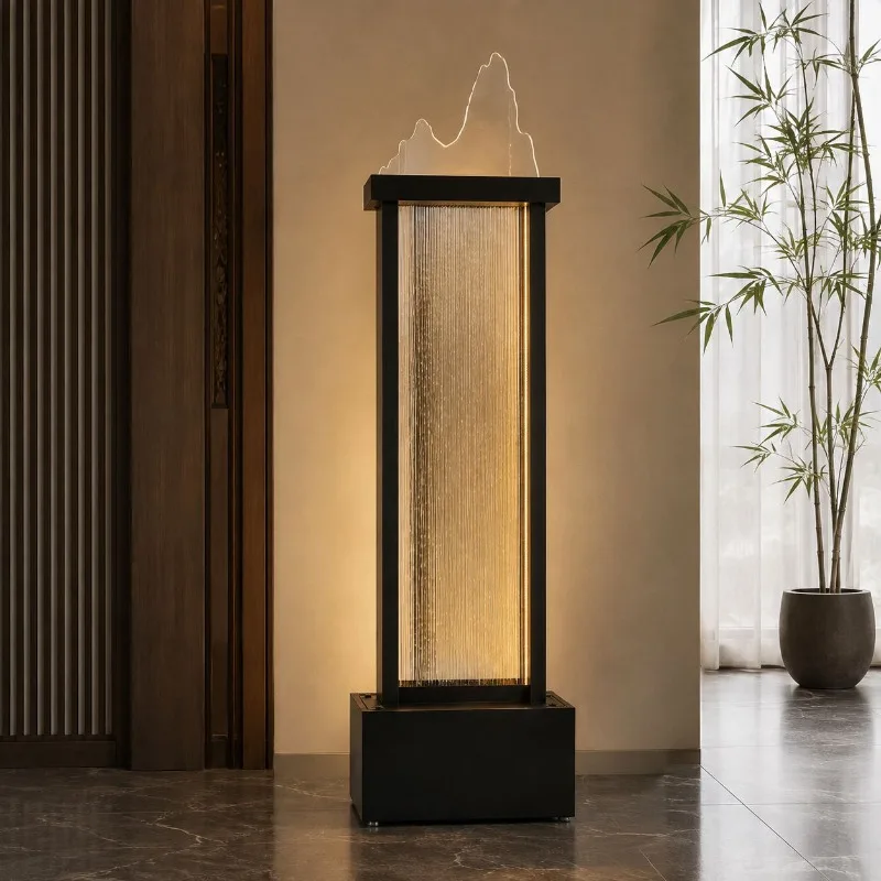Light luxury floor-to-ceiling flowing water ornament, modern oriental circulating water feature entrance living room club soft