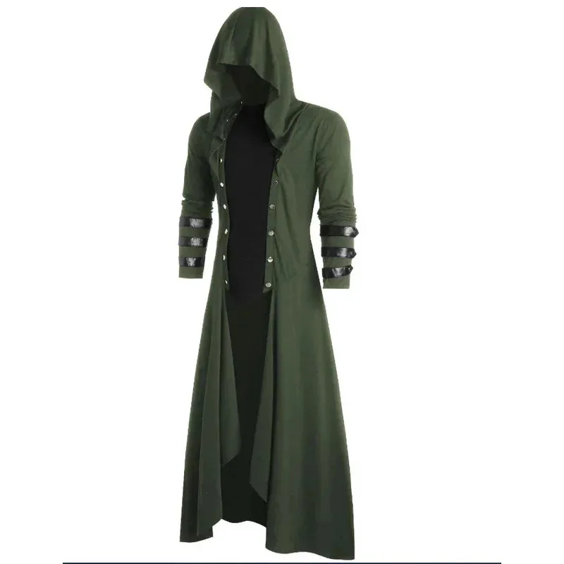 Manteau gothique Long pour hommes et femmes adultes, victorien médiéval, Steampunk, manteau à capuche, createur de Vampire, Costumes de Cosplay pour Halloween