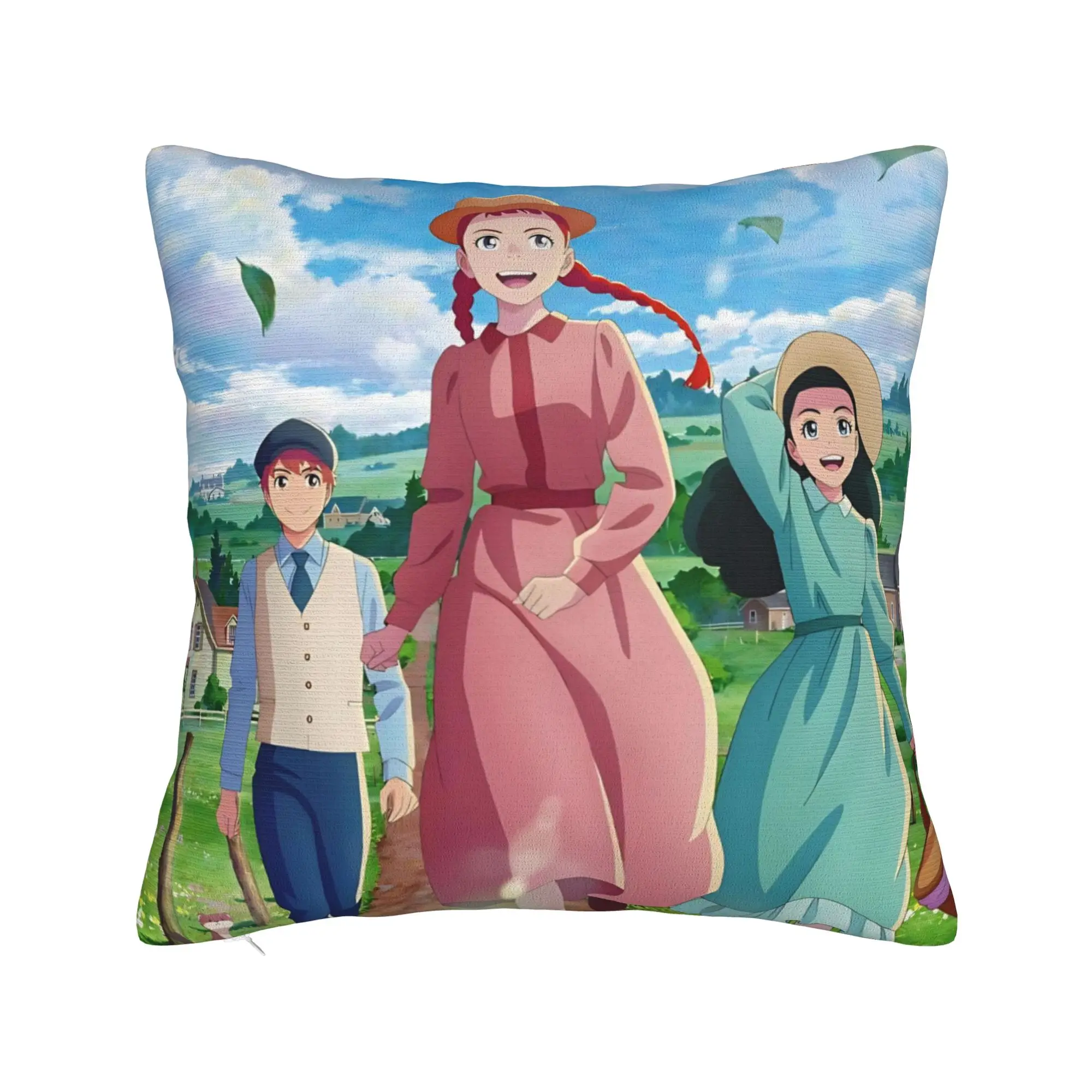 A-Anne Shirley Cartoon Pillow Cover Merchandise Soft Cushion Cover Gift  Throw Pillow Case Cover Bed Multiple Sizes