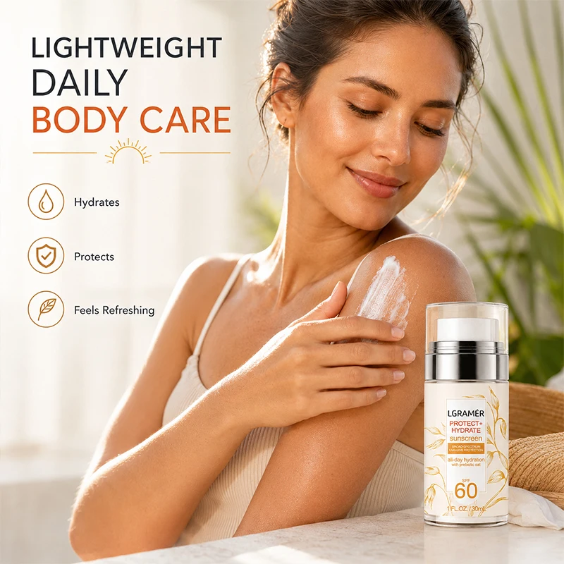 Women Protect + Hydrate Sunscreen Lotion for Body & Face with Prebiotic Oat,SPF 60 Men Broad Spectrum Sunscreen,Sweat Resistant