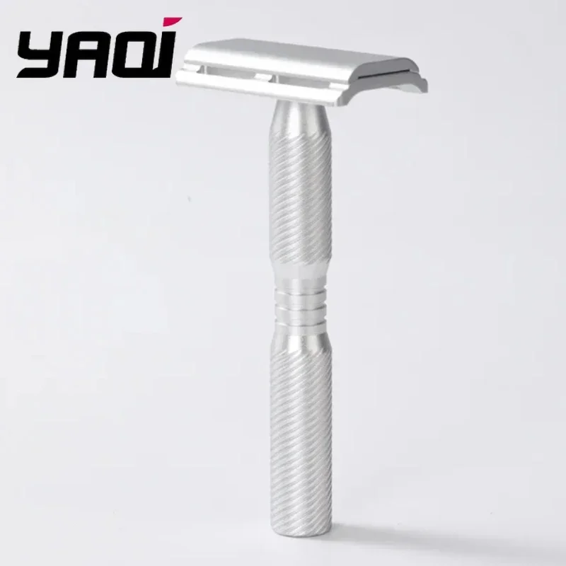 yaqi-rasoir-de-rasage-humide-classique-a-double-tranchant-manche-argente-brosse-mat-avec-rainure-en-spirale-et-peigne-ferme-pour-homme-cadeau