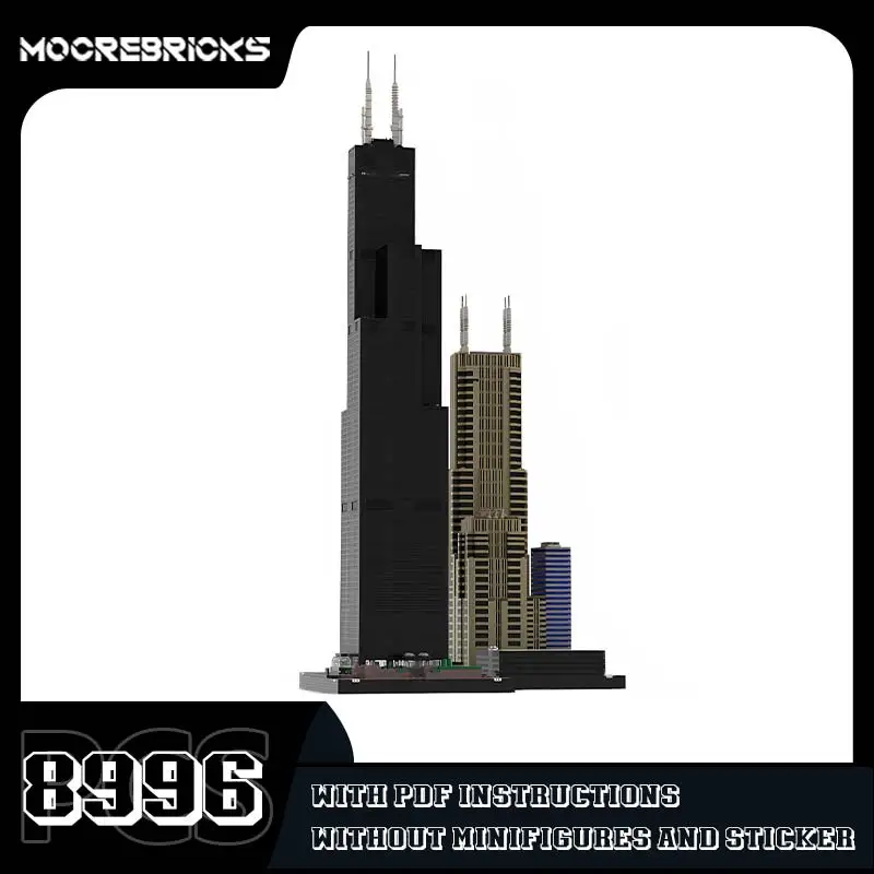 

MOC-41835 Franklin Center And Sears Tower Building Blocks Skyscraper Landscape Model Creative Bricks Toy Children's Xmas Gifts