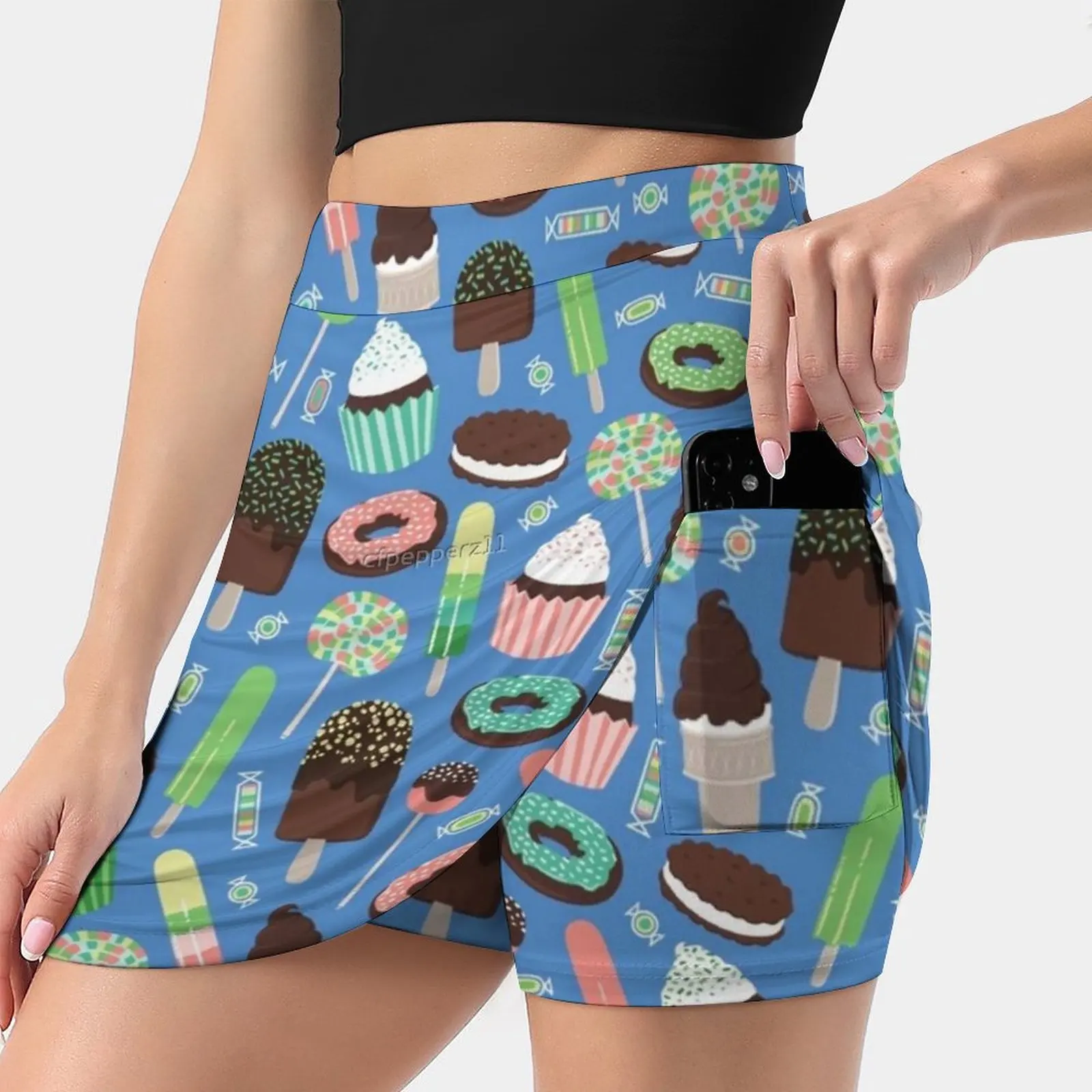 

Just Desserts Women's skirt Mini Skirts A Line Skirt With Hide Pocket Dessert Desserts Cupcake Cake Cake Pop Sweets Sweet Tooth