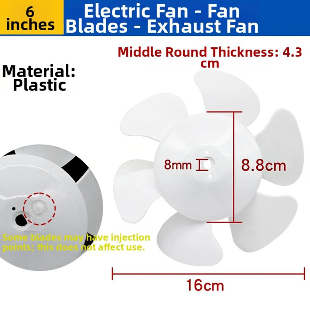 Fan Blade for Electric Exhaust Fans with D Hole Configuration Designed for Reliable Fit on 6 in 8 in 10 in and 12 in Models