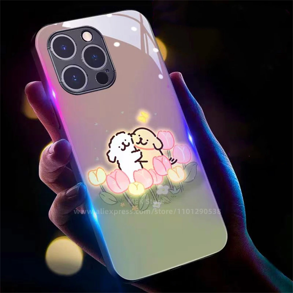 

Lovely Doll Cartoon LED Light Up Phone Case Glowing Back Cover For iPhone 16 15 14 13 12 11 Pro Max XR XS Plus