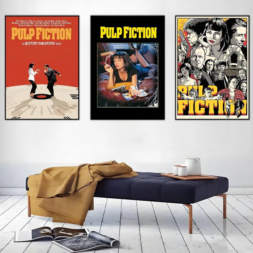 Movie Pulp Fiction Poster HD Art Sticky Wall Waterproof Home Living Room Bar Decoration