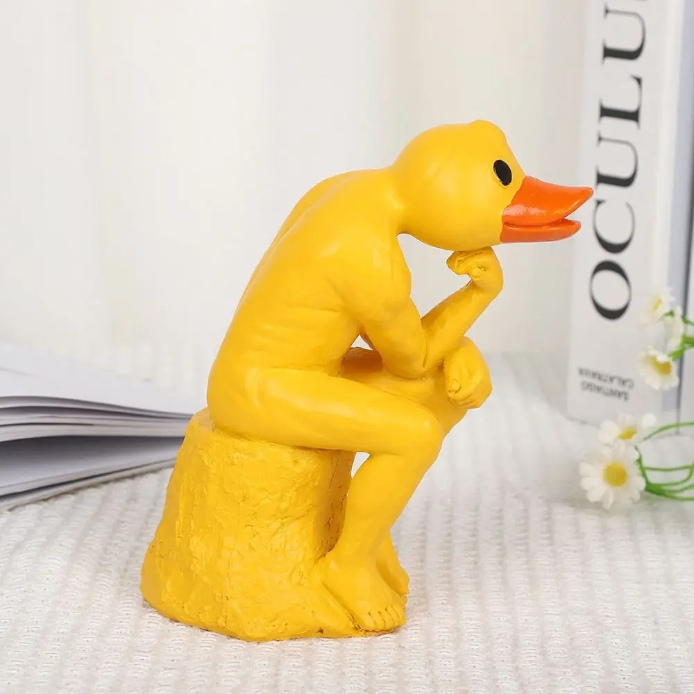 Resin Thinking Duck Statue Sensory Toy Ornaments Duck Yard Decorations Ins Crafts Funny Animal Decorations Kids Birthday Gift