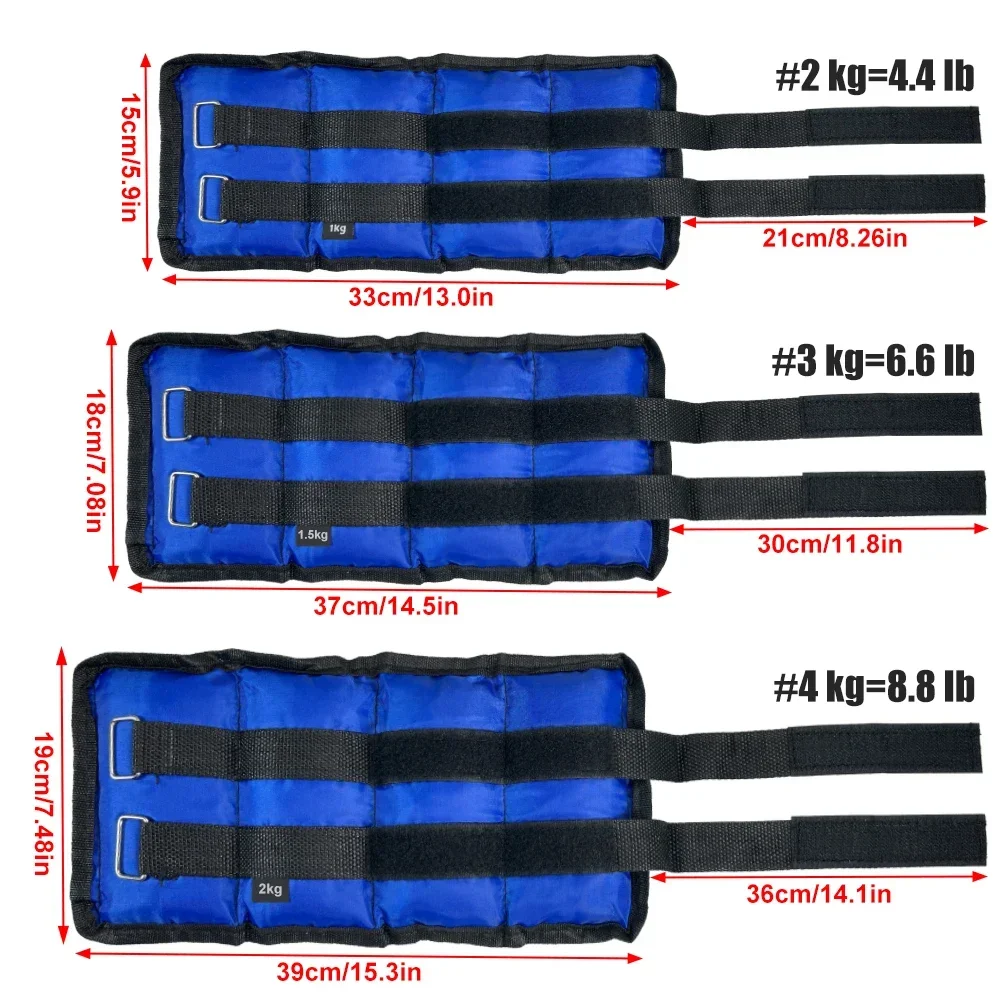 1Pair Adjustable Wrist Ankle Weights 2kg/4.4LBS,3kg/6.6LBS,4kg/8.8LBS Weight for Jogging, Gymnastics, Aerobics, Physical Therapy