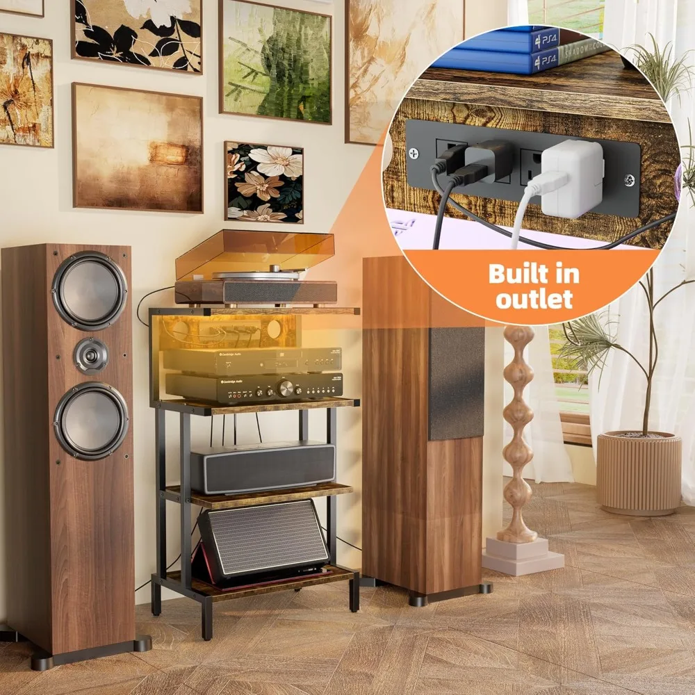 حامل وسائط من 4 طبقات مع ضوء LED ومخرج لوحدات تحكم الألعاب: متوافق مع PS4 وPS5 وXbox #4