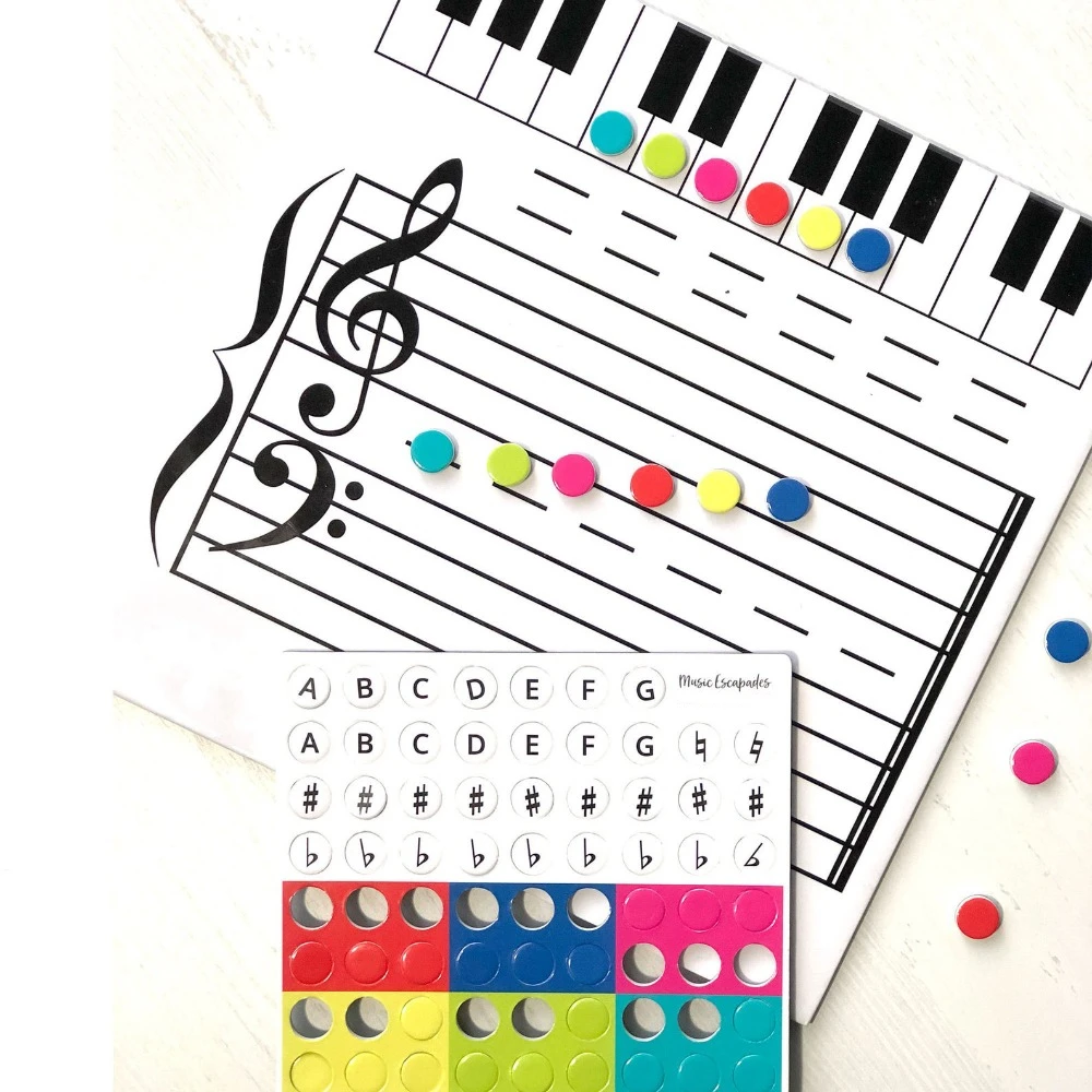 Writing Music Score Whiteboard Reusable Erasable Music Teaching Tool Dry Wipe Practice Magnetic Music Notes Stickers Students
