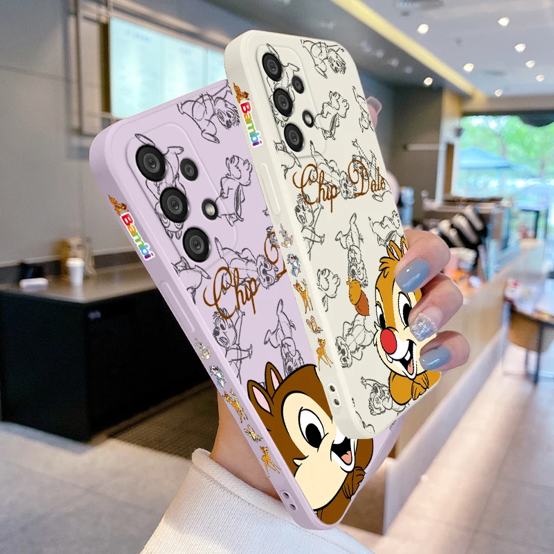 جراب هاتف أنيمي من Disney Chip Dale ، حبل يسار سائل ، مناسب لهواتف sabung A55 ، A53 ، A33 ، A52 ، A32 ، A71 ، A51 ، A21S ، A35 ، A25 ، 5G
