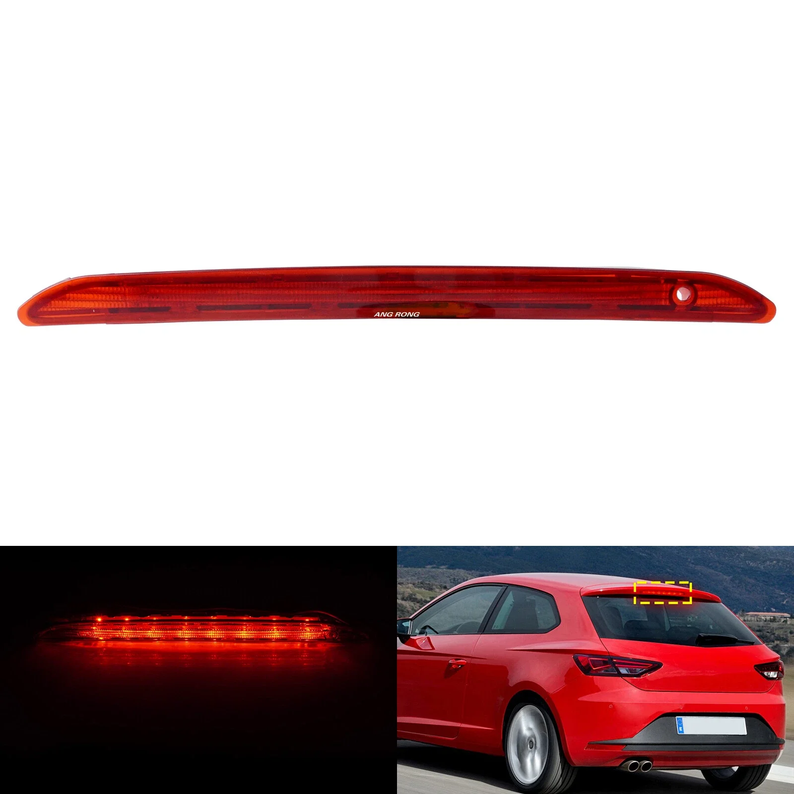 

Автомобильный светодиодный задний высокий третий стоп-сигнал, красный 35 см для Seat Leon 5F, без заднего спойлера, модель