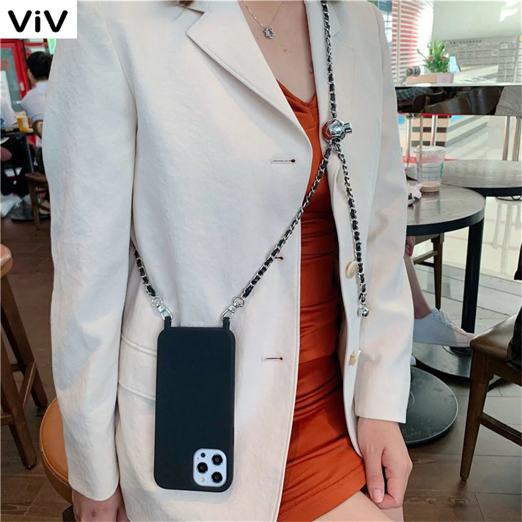 Korean 16pro 16plus Crossbody Leather Lanyard Strap Solid Case For iPhone 16 15 14 13 12 Promax 14 Plus 11 Shockproof Back Cover