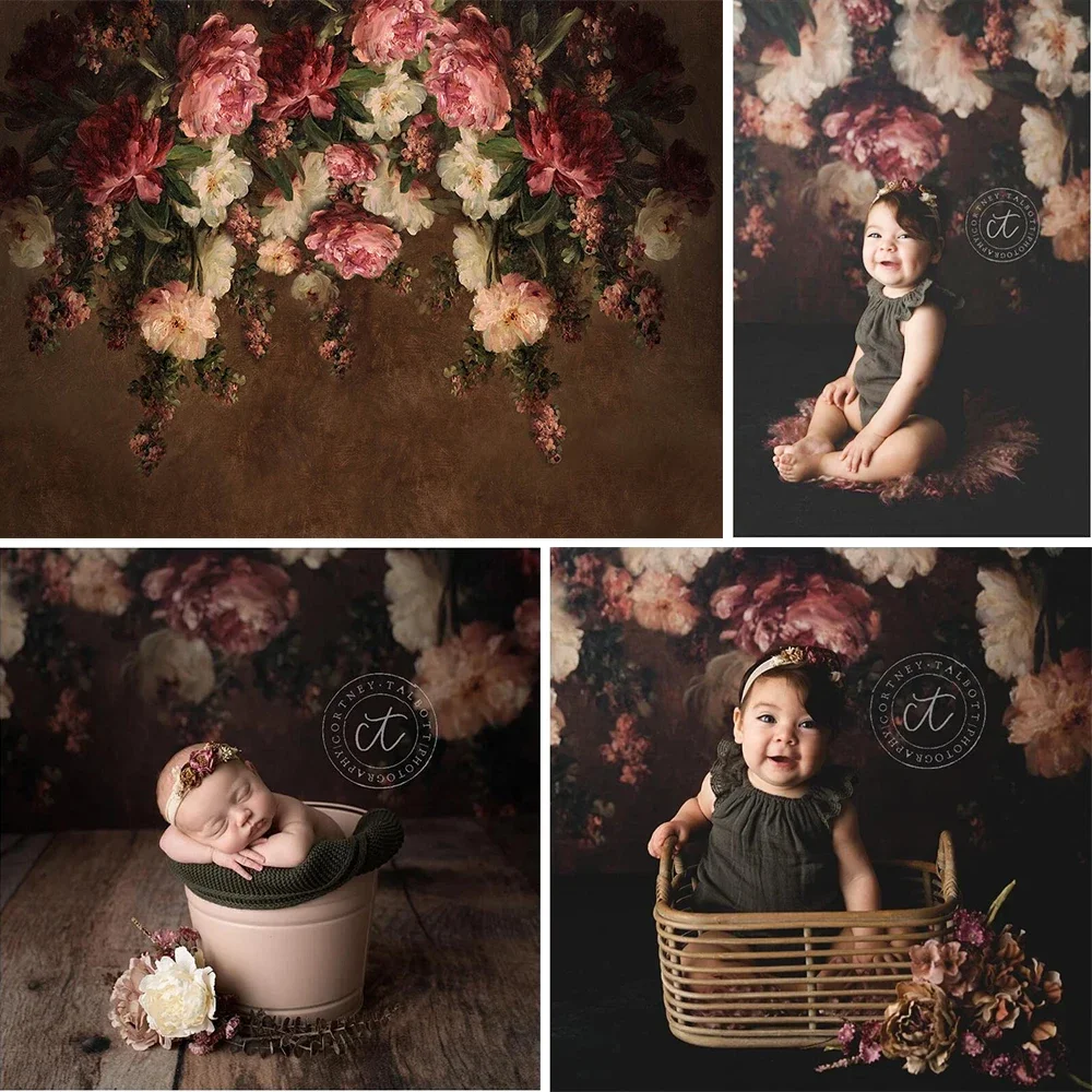 خلفيات تصوير زهور مرسومة يدويًا للفنية المثالية للنساء الحوامل والتقاط الصور لحديثي الولادة، دعائم صور للفتيات البالغات