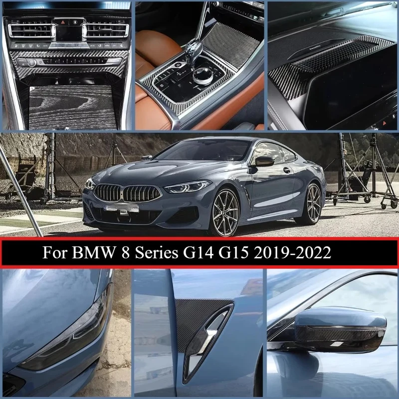

For BMW 8 Series G14 G15 19-22 Soft Carbon Fiber Car Gear Panel Central Control Instrument Decorative Panel Sticker Accessories