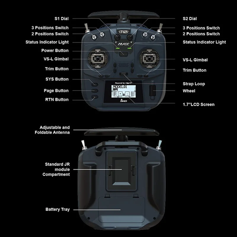 Jumper T12 Max Transmitter Radio Controller 2.4GHz Bulit-in 500mW ExpressLRS ELRS Module Radio Controller for RC FPV Drone Parts