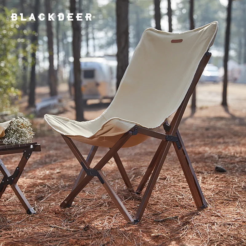 Blackdeer Folding Wood Chair Finishing Outdoor Portable Foldable Camping beech Moon Chair Bearing 120kg