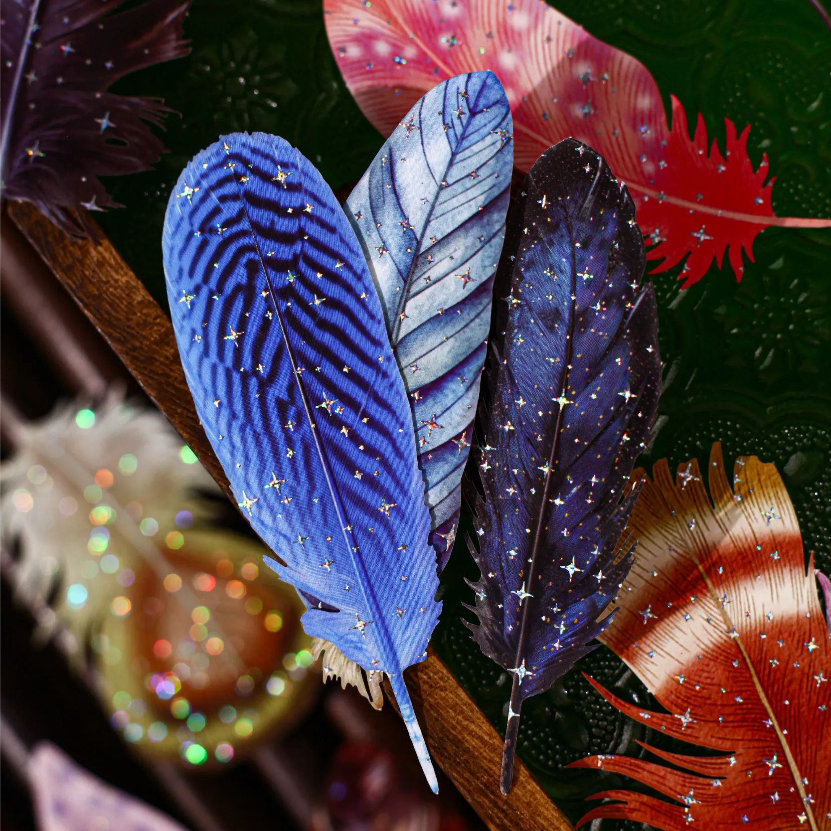 10pcs Kawaii Stationery Stickers feather Junk Journal Planner Decorative Sticker Scrapbooking