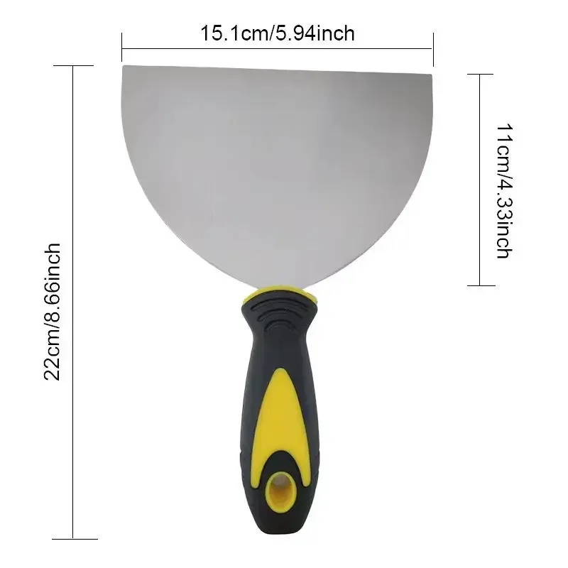 Stainless steel putty knife with rubber handle scraper, putty scraper, 6-inch stainless steel putty knife