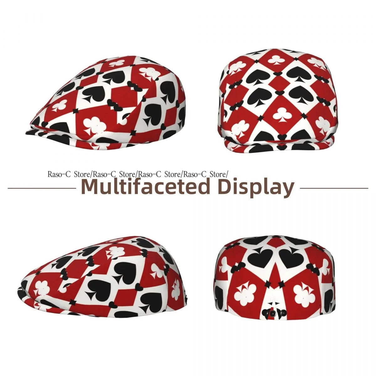 Adult Flat Cap Casino Poker Background Unisex British Style Newsboy Cap Ivy Peaked Hat Casual Outdoor Driving Beret Hat