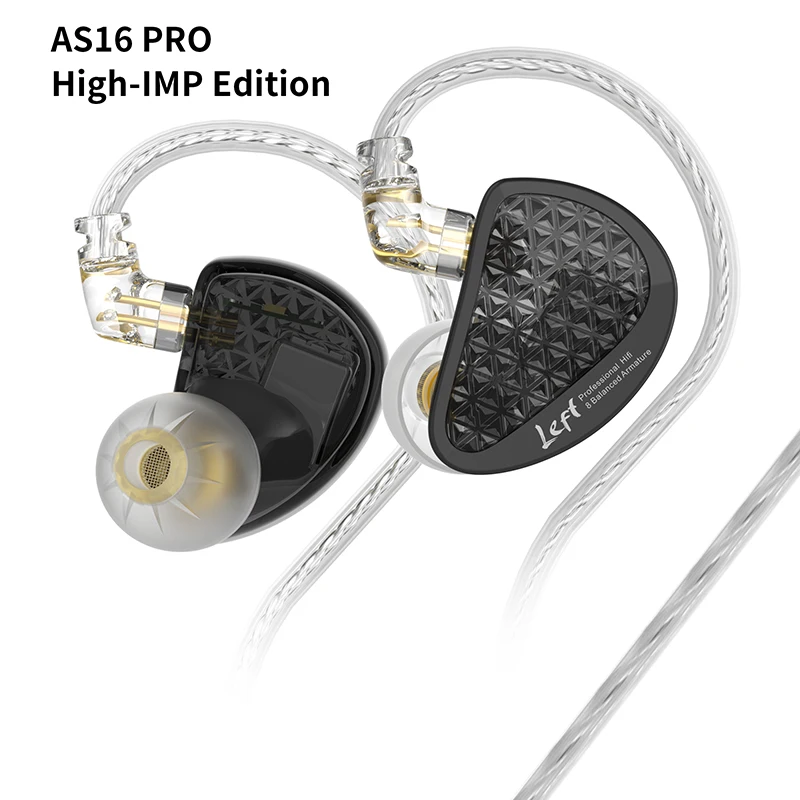 KZ AS16 PRO High-IMP Edition Wired Earphone Metal 8BA Balance Armature In Ear Monitor Best Headphone Hifi Bass Earbuds Headset