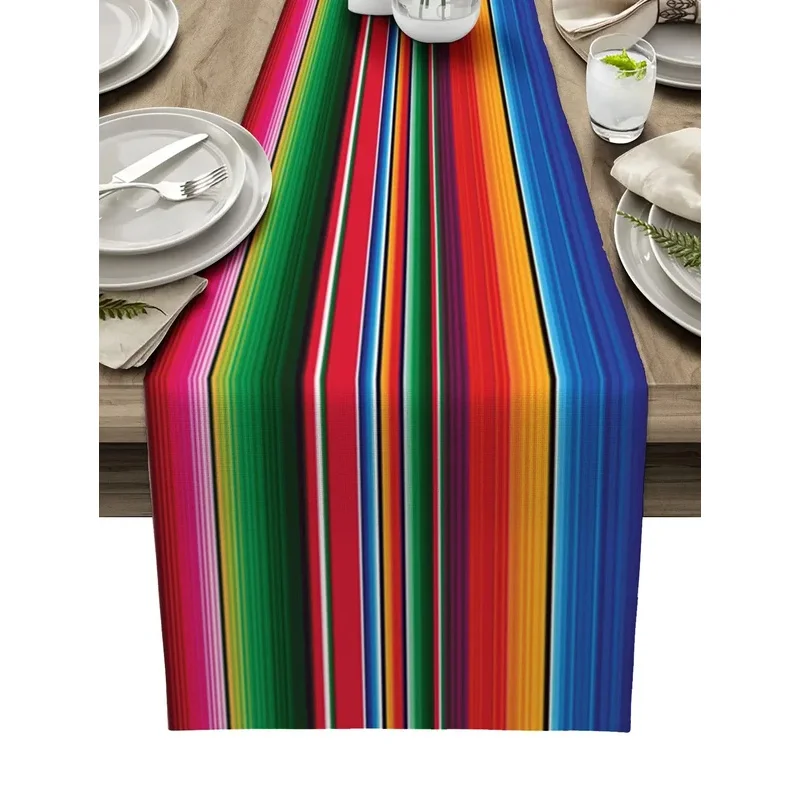 VIKAMA Mexican Table Flag Placemat Colorful Sarape Stripes Day of the Dead Carnival Celebration Table Decoration Flag