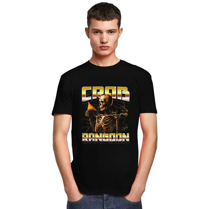 Funny Crab Rangoon Goons Meme Skeleton Tshirt Unisex Short Sleeve Graphic Tee Shirt Summer Loose Oversized Pure Cotton Tee Tops